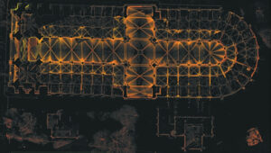 Tallon’s  laser scans provided the only accurate as-built measurments of Notre Dame de Paris, capturing detailed representations of its architectural features. (Photo: Andrew Tallon (Vassar College / Columbia University))