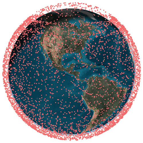 Figure 1 The current constellation of Starlink satellites in LEO, as of January 2026. 
