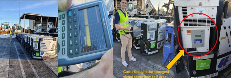 Curtis Ingram from Rohde & Schwarz hunting down the bad genset.