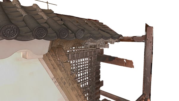 Fine details of an exterior wall captured just outside the castle with Artec Leo. (Image: Artec 3D)